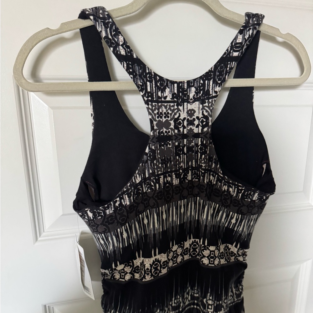 Athleta Elegant Strapless Dress in Black and White